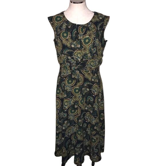 Julian Taylor Vintage paisley print sleeveless cap sleeve dress size 14 - Picture 1 of 8